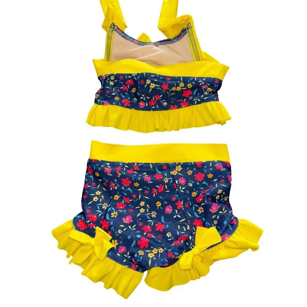 Floral Yellow Kids Swim Bikini